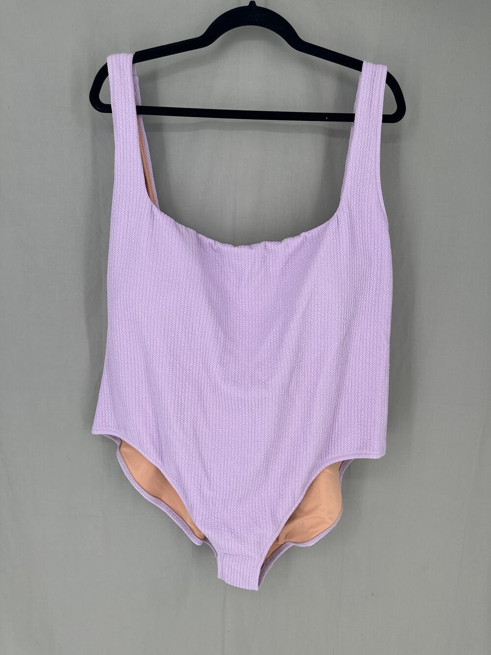 J Crew Swimsuit Womens 24 Purple Textured One Piece Square Neck Padded New
